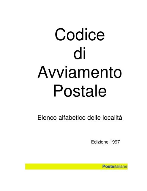 Codice Di Avviamento Postale Comuniwebit