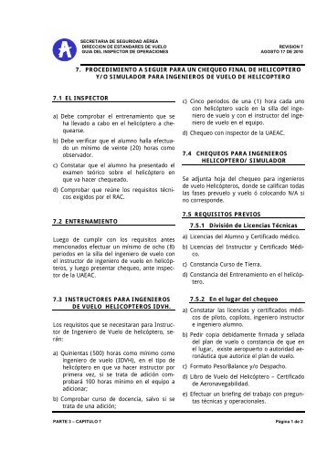 7. procedimiento a seguir para un chequeo final de ... - Aerocivil