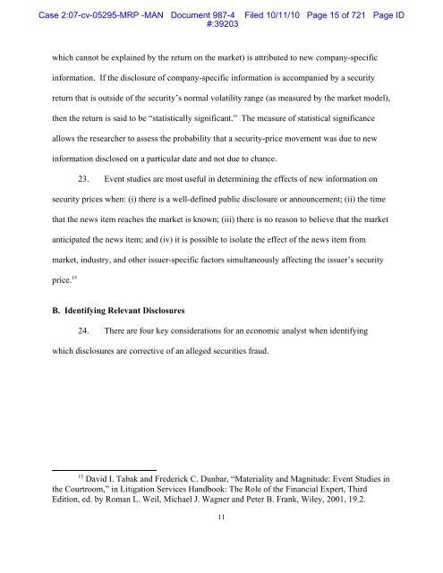 Declaration of Frank C. Torchio for Settlement Purposes