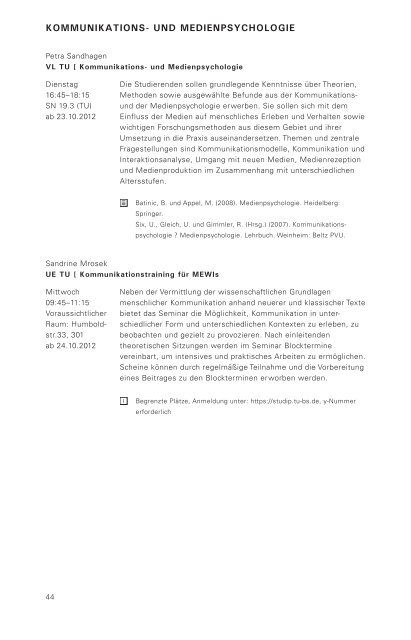 Wintersemester 2012/13 - Medienwissenschaften