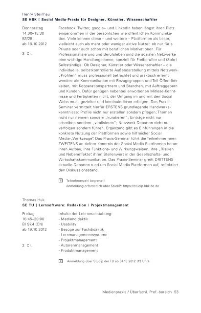 Wintersemester 2012/13 - Medienwissenschaften