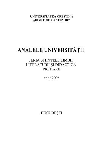 universitatea creştină - Facultatea de Limbi Straine - Dimitrie Cantemir