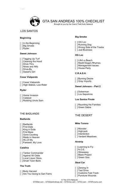 GTA San Andreas 100% Completion Guide & Full Checklist