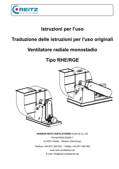 Bedienungsanleitung KXE - REITZ-Schweiz Ventilatoren