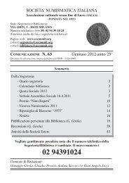 Comunicazione 63 – Gennaio 2012 - Società numismatica italiana