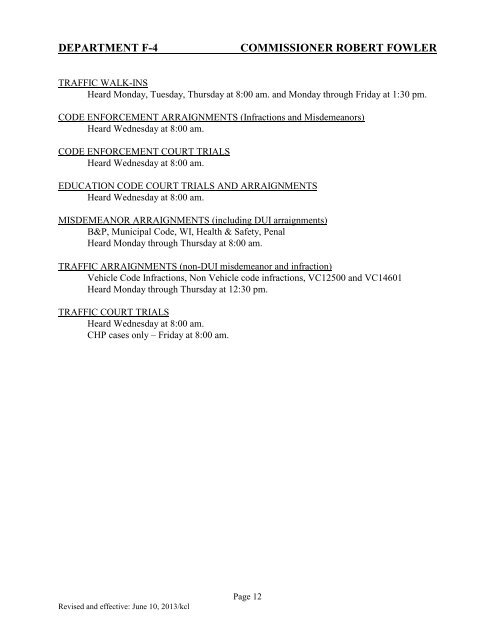 Schedule of Assignments - San Bernardino Superior Court