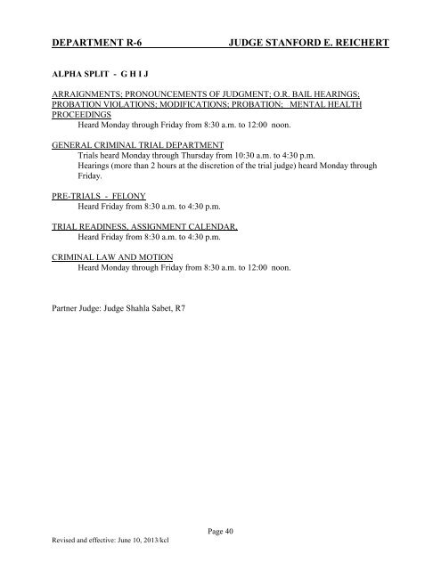 Schedule of Assignments - San Bernardino Superior Court