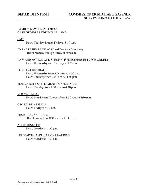 Schedule of Assignments - San Bernardino Superior Court