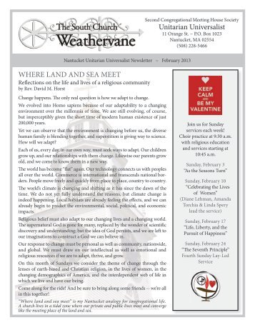 Weathervane, February 2013 (PDF) - The Unitarian Church on ...