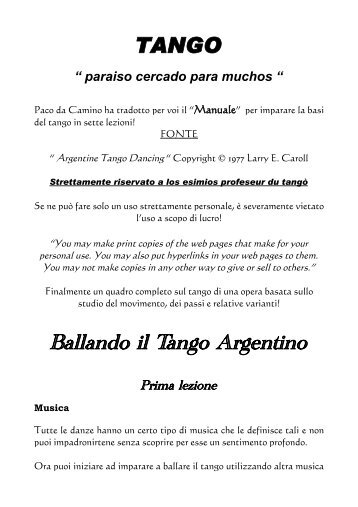 Ballando il Tango Argentino - Paco da Camino El Pintor de Brocha ...