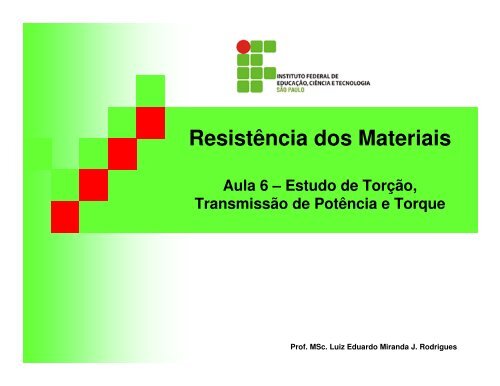 Resistência dos Materiais Aula 6