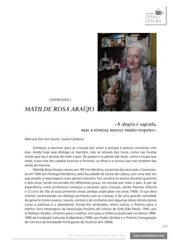 MATILDE ROSA ARAÚJO - Casa da Leitura