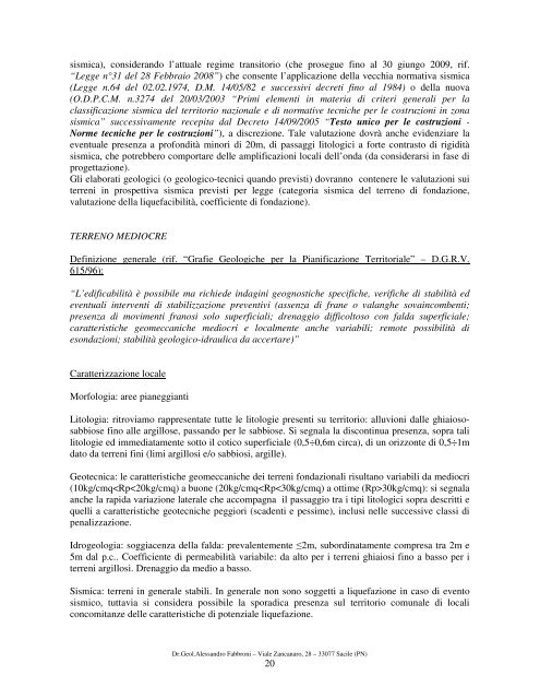 Relazione Geologica - Comune di Codognè