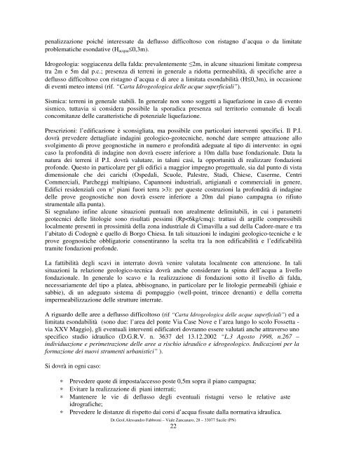 Relazione Geologica - Comune di Codognè