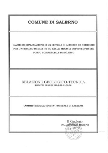 Relazione geologica - Autorità Portuale di Salerno