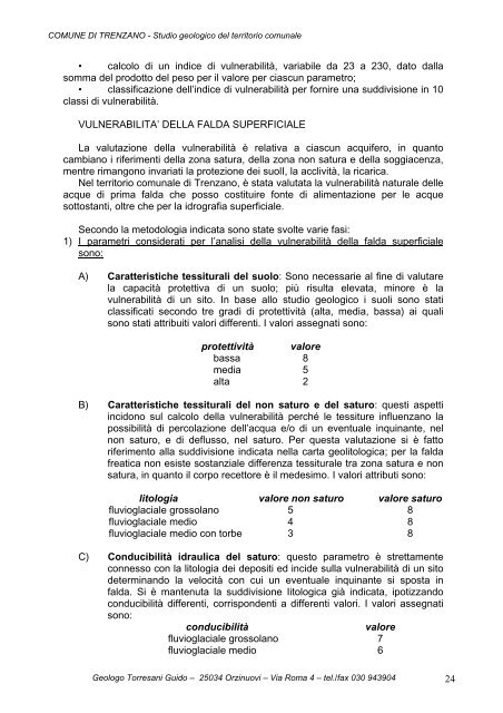 Relazione Geologica e Sismica - Comune di Trenzano