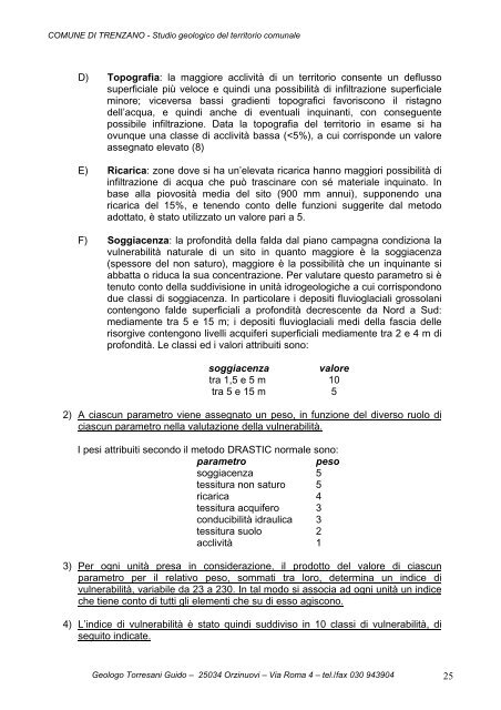 Relazione Geologica e Sismica - Comune di Trenzano