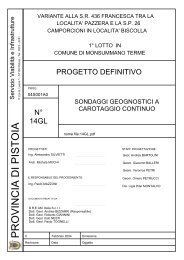 Sondaggi geognostici a carotaggio continuo - Provincia di Pistoia