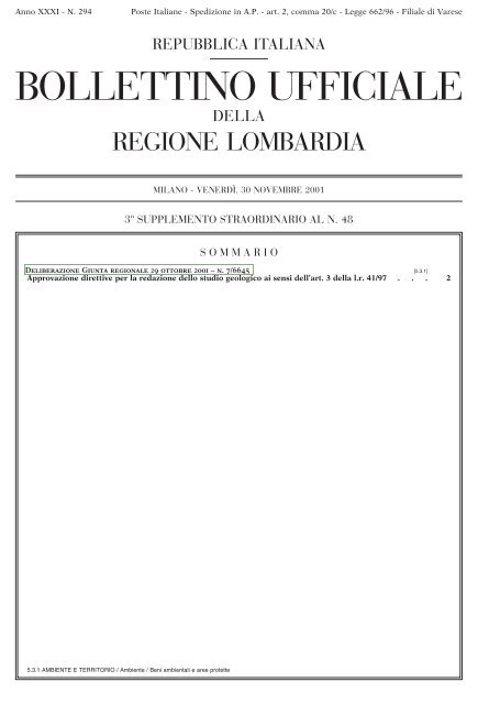 D.G.R. 29 ottobre 2001, n. 7/6645 - Studio Legale Bosetti & Gatti