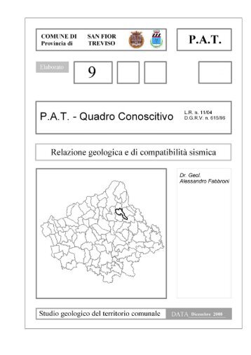 Relazione geologica e compatibilità sismica - Comune di San Fior