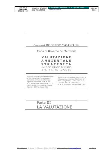 parte III - LA VALUTAZIONE - Comune di Rodengo Saiano