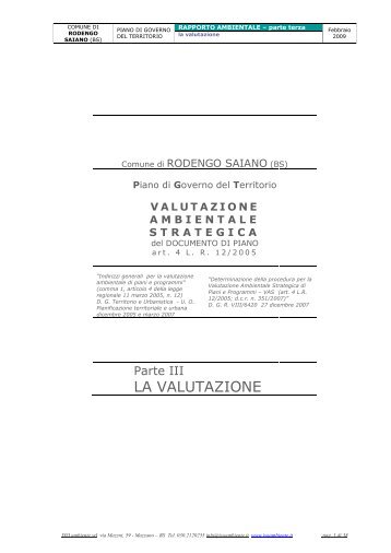 parte III - LA VALUTAZIONE - Comune di Rodengo Saiano