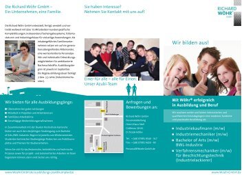 Unser neuer Ausbildungsflyer. - Richard Wöhr GmbH