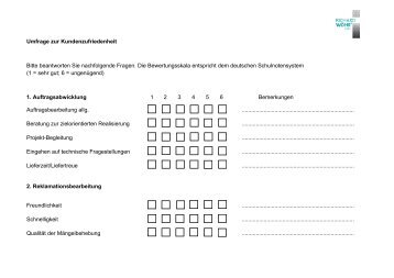 Umfrage zur Kundenzufriedenheit Bitte beantworten Sie ...