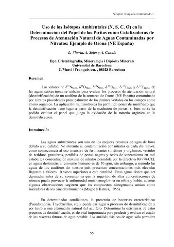 Geoquímica Isotópica aplicada al medioambiente, Seminarios de la ...