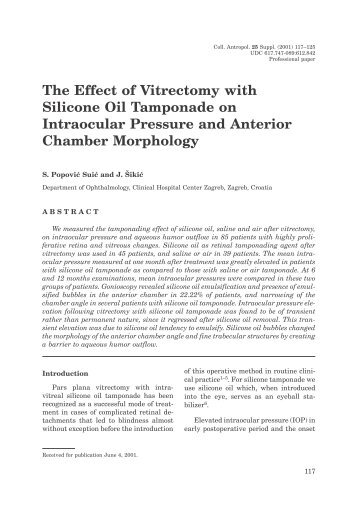The Effect of Vitrectomy with Silicone Oil Tamponade on Intraocular ...