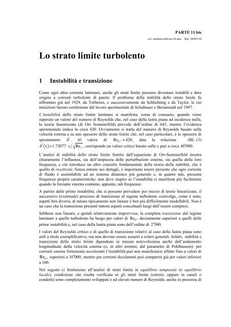 [11.06.10] Lo strato limite turbolento