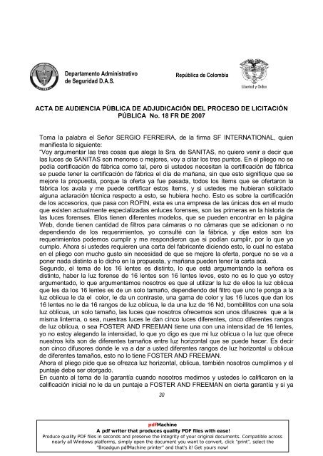 ACTA DE AUDIENCIA PÚBLICA DE ADJUDICACIÓN DEL ...