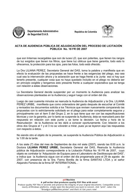 ACTA DE AUDIENCIA PÚBLICA DE ADJUDICACIÓN DEL ...