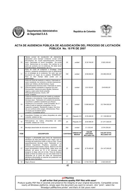 ACTA DE AUDIENCIA PÚBLICA DE ADJUDICACIÓN DEL ...