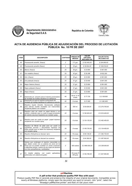 ACTA DE AUDIENCIA PÚBLICA DE ADJUDICACIÓN DEL ...