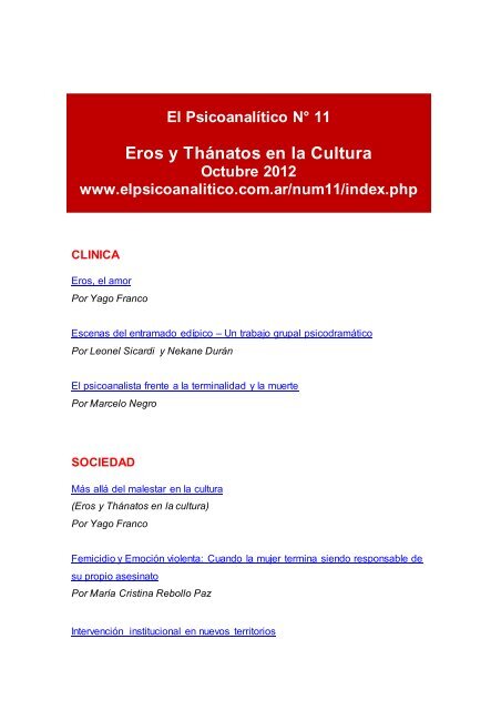 Descargar Publicacion Completa Pdf El Psicoanalitico