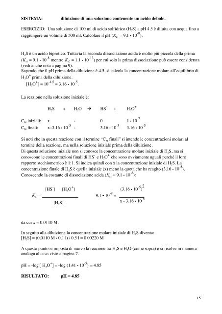 Esercizi sull'equilibrio acido-base