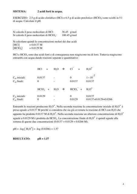 Esercizi sull'equilibrio acido-base