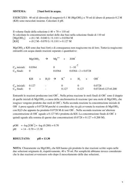 Esercizi sull'equilibrio acido-base