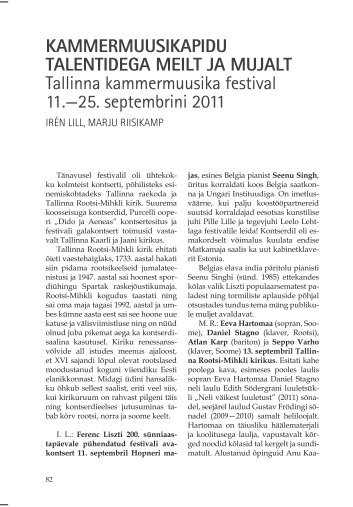 Kammermuusikapidu talentidega meilt ja mujalt - Teater. Muusika ...