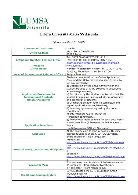 Libera Università Maria SS Assunta