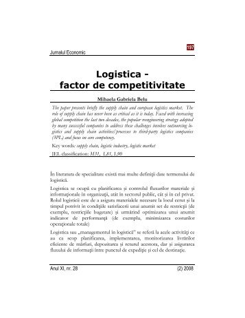Logistica - factor de competitivitate - Jurnalul economic