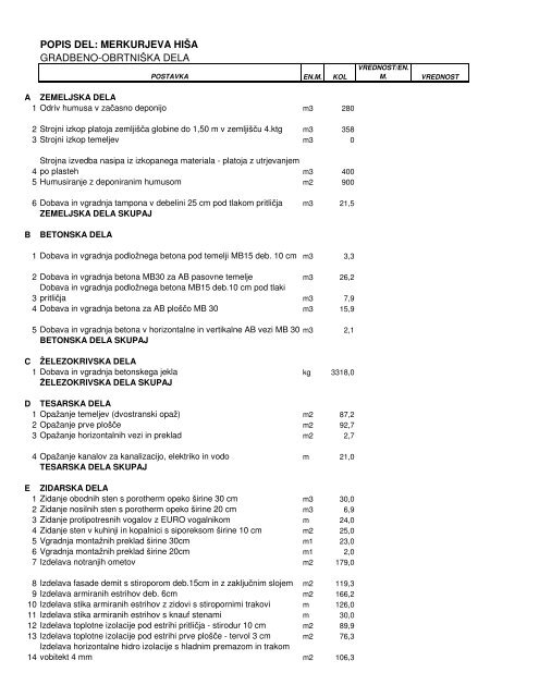 (MERKURJEVA HI\212A- Popis del 2 .xls)