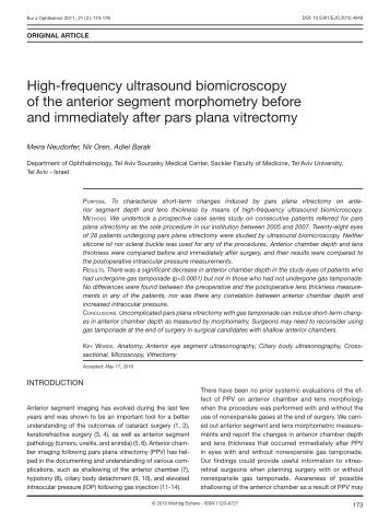 High-frequency ultrasound biomicroscopy of the anterior segment ...