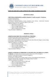 elenco corsi per sito - Università degli studi di Bergamo