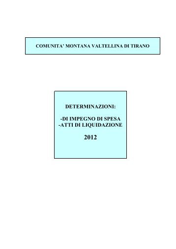 Elenco determinazioni e liquidazioni - Comunita Montana Valtellina ...
