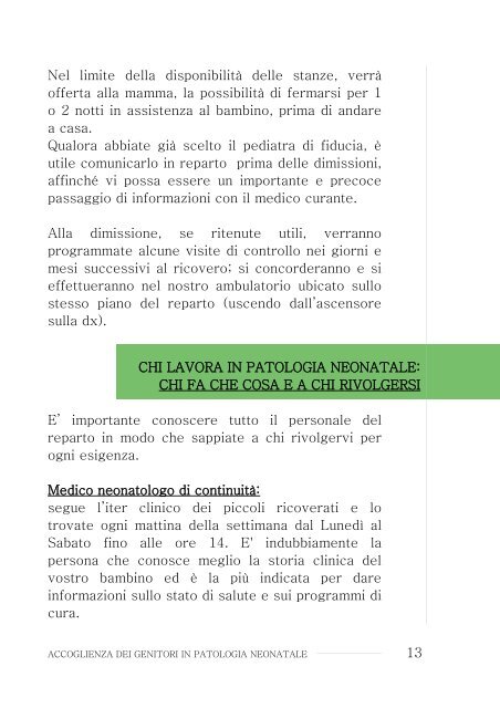 Accoglienza dei genitori in patologia neonatale - Ospedale Galliera