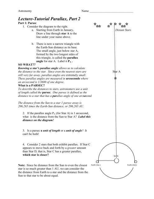 Lecture-Tutorial Parallax, Part 2