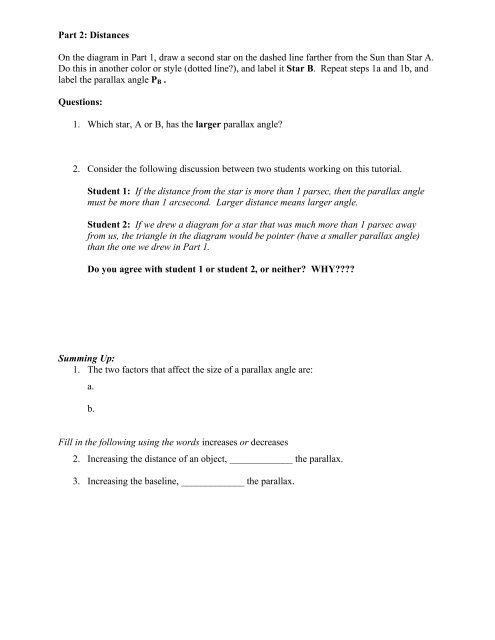 Lecture-Tutorial Parallax, Part 2