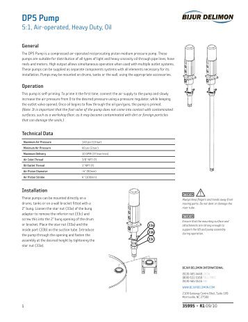 Datasheet #35995: DP5 Pump - Bijur Delimon